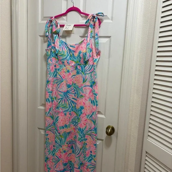 NWOT Lilly Pulitzer XL Maleka maxi dress Multi Tropical Punch print. - Picture 4 of 6